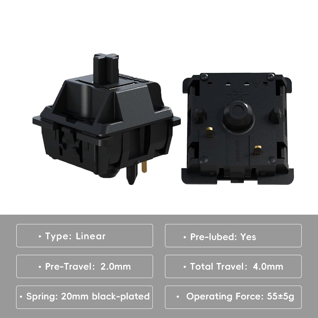 Gateron Oil King V2 Pre Lubed 5pin Linear Switches for Mechanical Keyboard (72 PCS, Oil King)