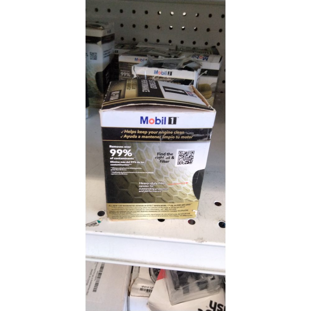 Mobil 1 Oil Filter, Canister, Screw-On, 3.375 in Tall, 20 mm x 1.50 Thread, Steel, Black Paint, Various Applications, Each