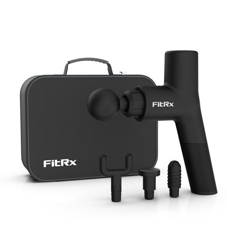 FitRx Massage Gun Handheld Deep Tissue Percussion Massager with 6 Speeds and 4 Swappable Heads for Premium Neck Back & Muscle Relief Retail $46.24