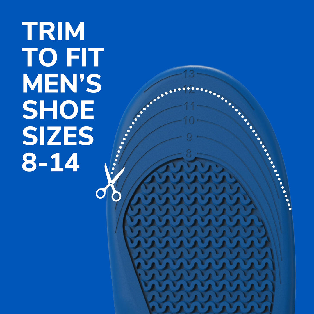 Dr. SchollÃ¢â‚¬â„¢s Extra Comfort Support Insoles Men, Size 8-14, 1 Pair: All-Day Comfort Shoe Inserts with Massaging Gel for Big & Tall Men, 200lbs+, Wide Feet - Arch Support Inserts for Men, Trim to Fit