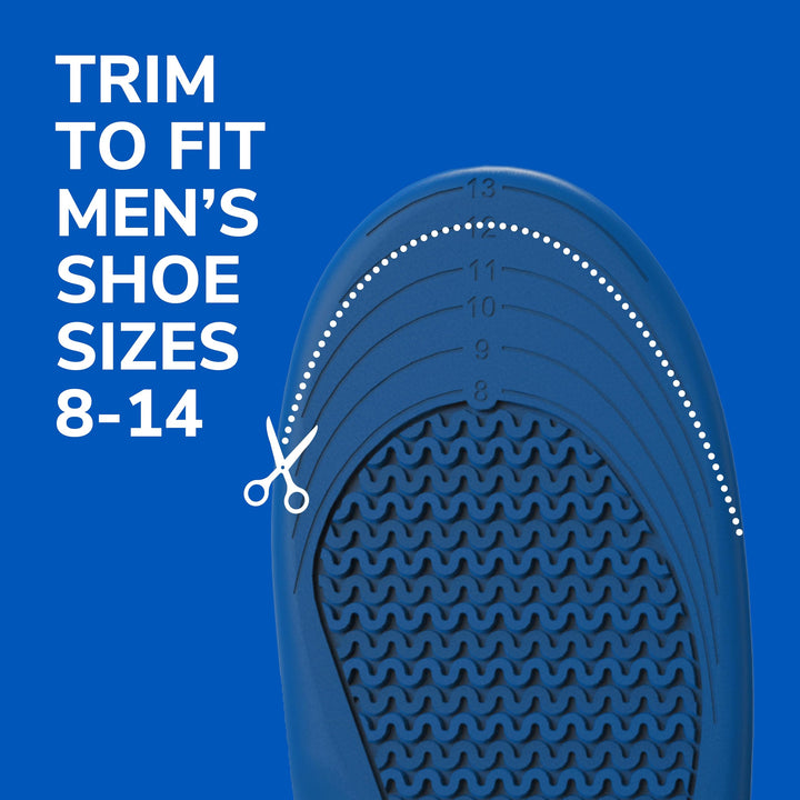 Dr. SchollÃ¢â‚¬â„¢s Extra Comfort Support Insoles Men, Size 8-14, 1 Pair: All-Day Comfort Shoe Inserts with Massaging Gel for Big & Tall Men, 200lbs+, Wide Feet - Arch Support Inserts for Men, Trim to Fit