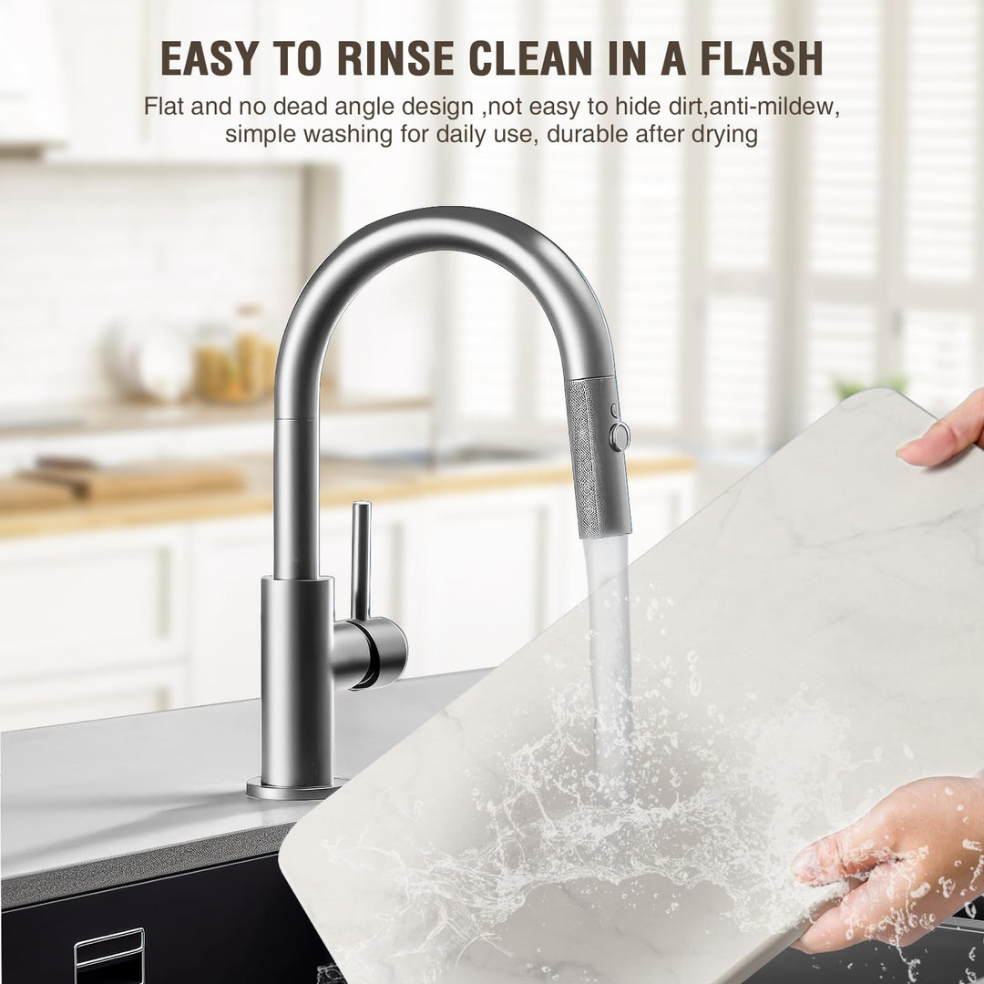 Stone Dish Drying Mats for Kitchen Counter, Ultra Absorbent, Non-Slip, Fast Dry, Heat Resistant, Eco-Friendly Diatomaceous Earth Mat, Rack Tableware Mat, Stone Dish Drying Mats(16"x12")