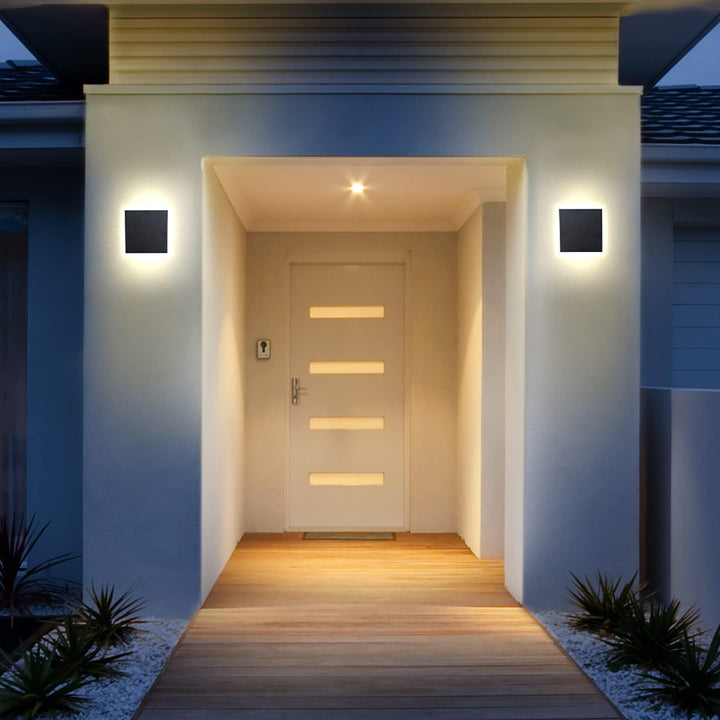 HOMEGLOW Edge LED Wall Light, Outdoor or Indoor Use. Black Modern Wall Sconce. Waterproof IP65. Warm White 3000k. AC 12W Hardwired. Durable Aluminum.