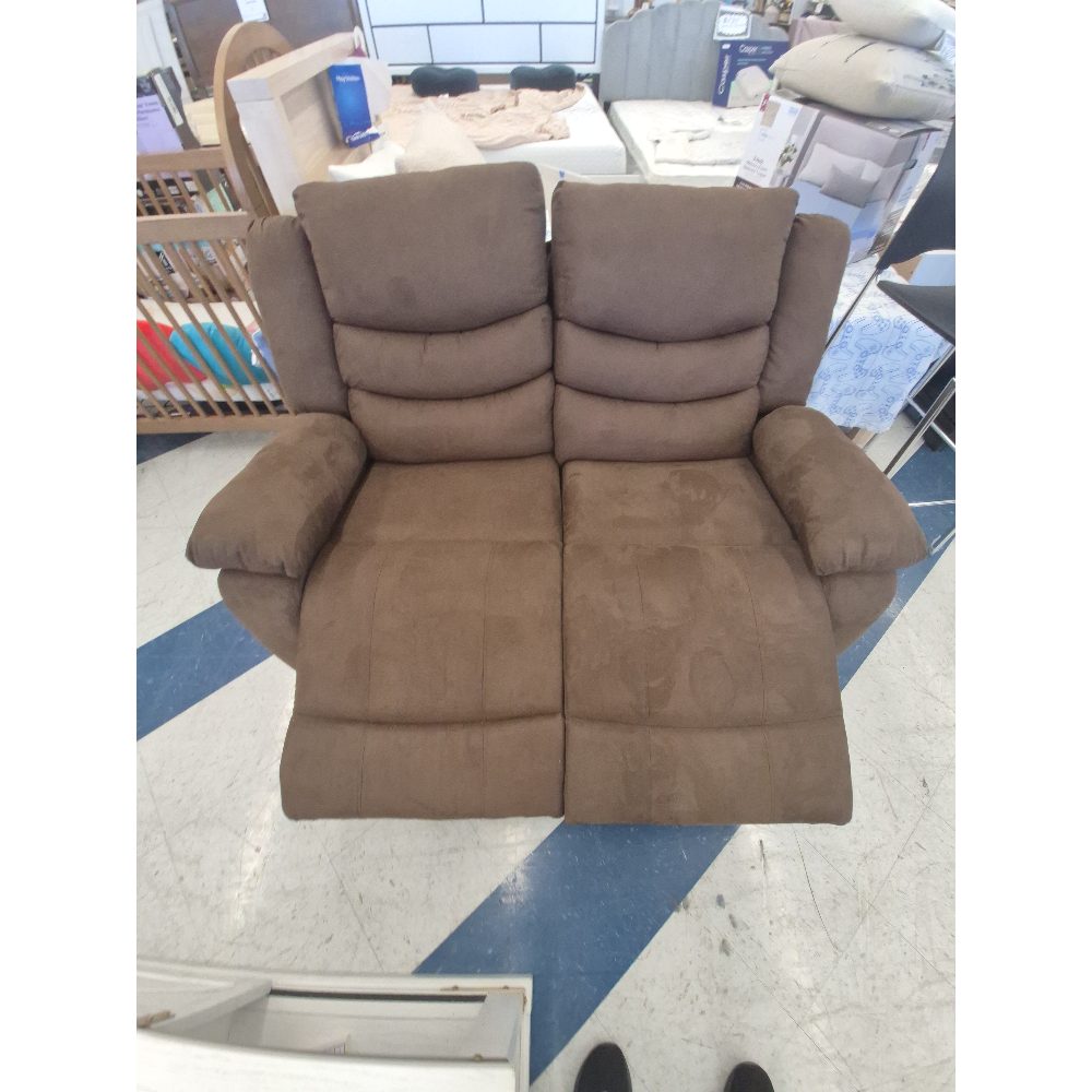 Loveseat Recliner, Brown Suede-like Fabric, Comfort Seating, Home Furniture