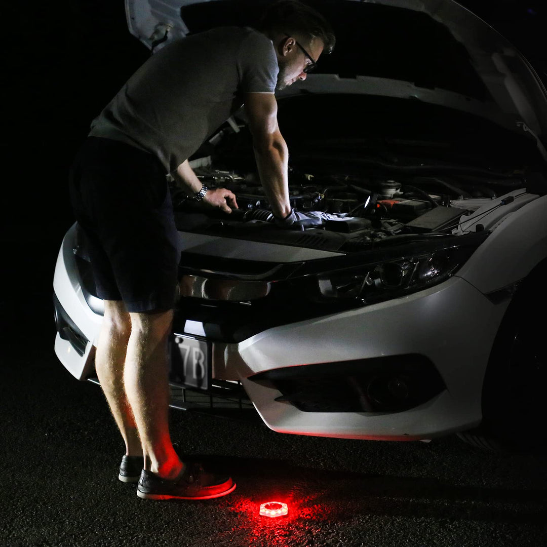 POWERFIREFLY 2-Sided Detachable LED Work Light, Cordless Emergency Light, Strobe Light, Mini Camping Lantern, Strong Magnetic Base, for Car Truck Boat, Multi-Purpose