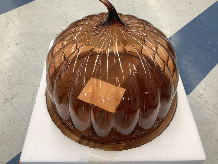 12" Pumpkin Glass Cloche by Valerie