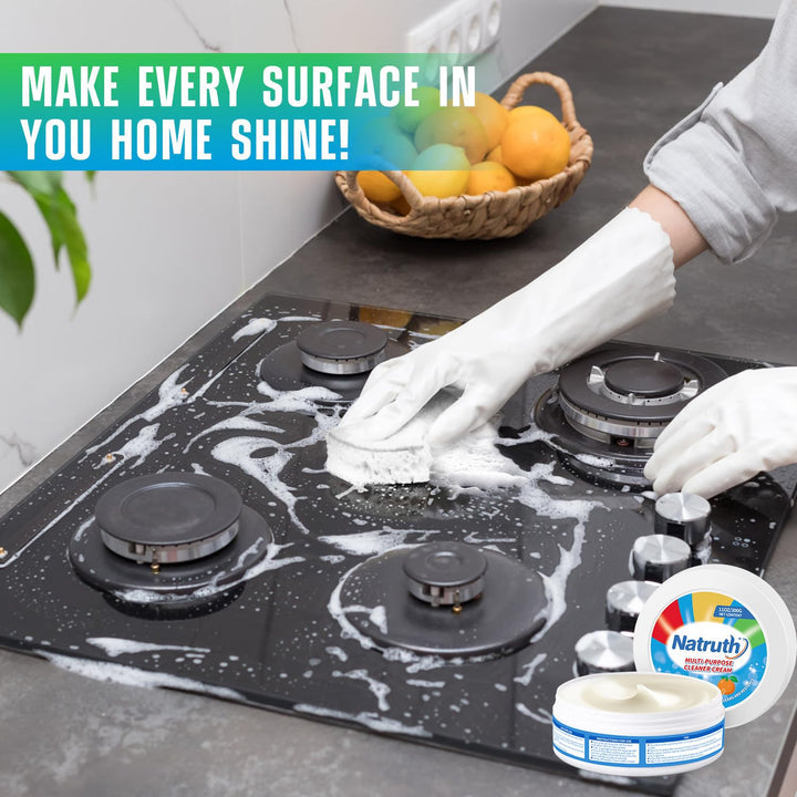 NATRUTH Cooktop and Stove Top Cleaner Kit - Glass Cook Top Cleaner and Polish 11 oz.Kitchen Cleaning Paste with Sponge