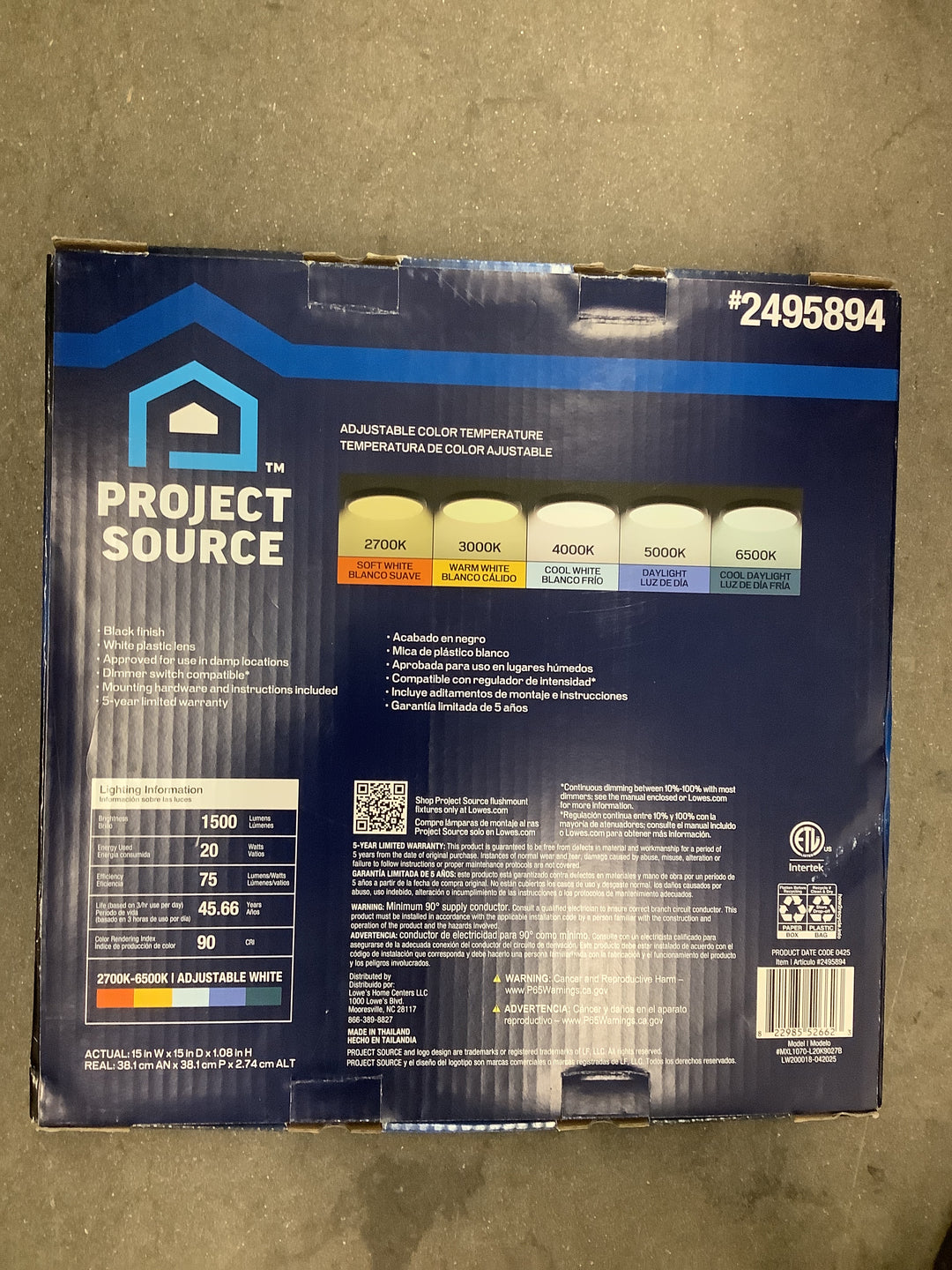 PS 15IN LED BLK FLAT PANEL FLUSH