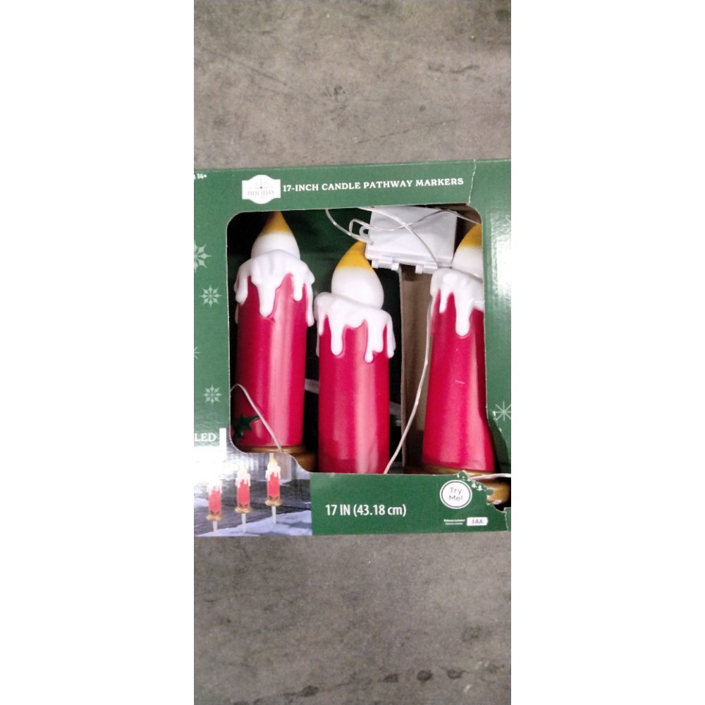 Holiday Time 17-Inch LED Candle Pathway Markers, Red, Set of 3 Retail $25.00