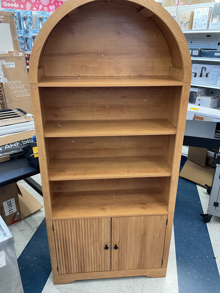 Natural tall archered bookcase