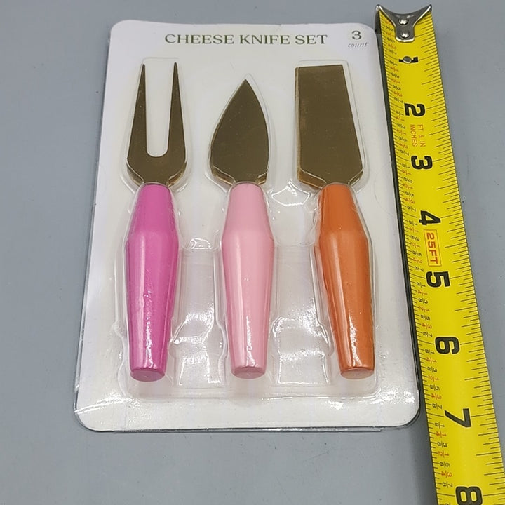 Cheese Knife Set - 3 Pieces with Colored Handles - Hand Wash Only