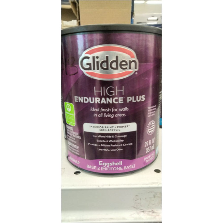 Glidden High Endurance Plus Interior Eggshell Medium Base Paint, 1 Quart