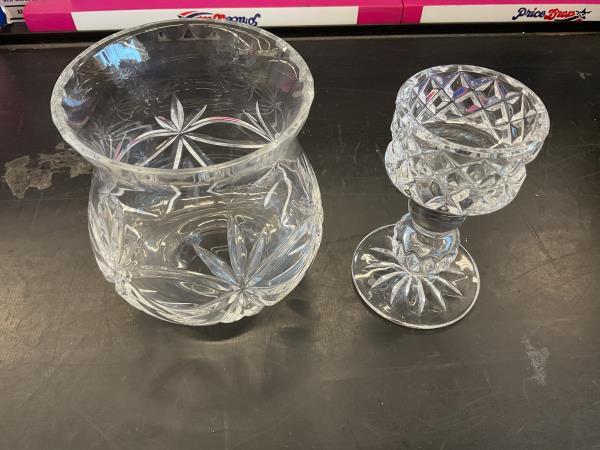 Crystal Hurricane Candle Holder - Etched Glass Retail $35.00