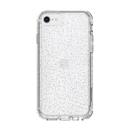 Onn. Slim Rugged Phone Case for iPhone 6  6s  7  8  SE 2020  SE 2022 - Clear with Silver Glitter Retail $15.13