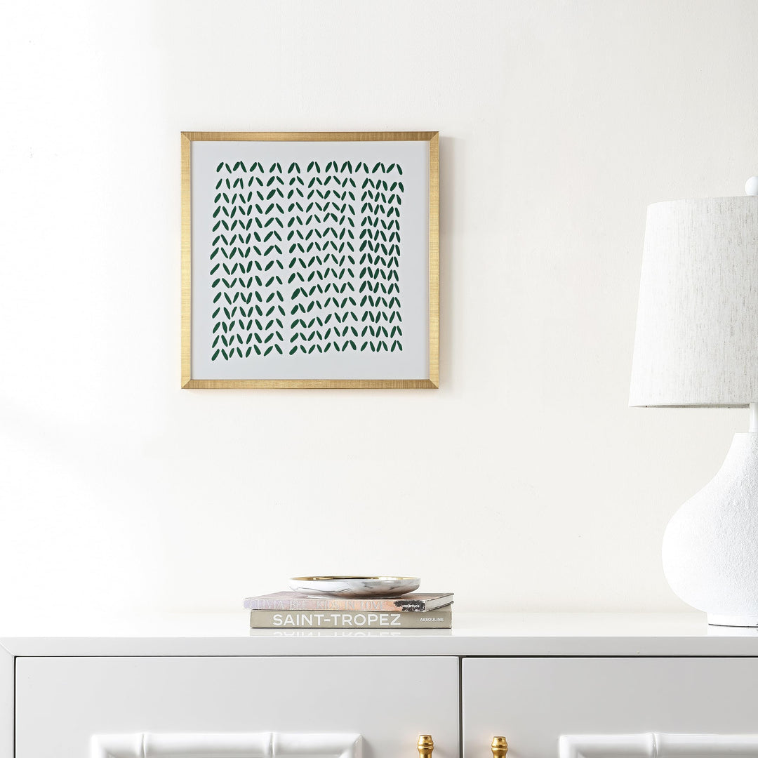 SAFAVIEH Home Collection Quiet Applause Green/Ivory 16-inch Square Mid-Century Modern Minimalist Framed Wall Art for Bedroom, Living Room, Foyer, Dining Area, Entryway
