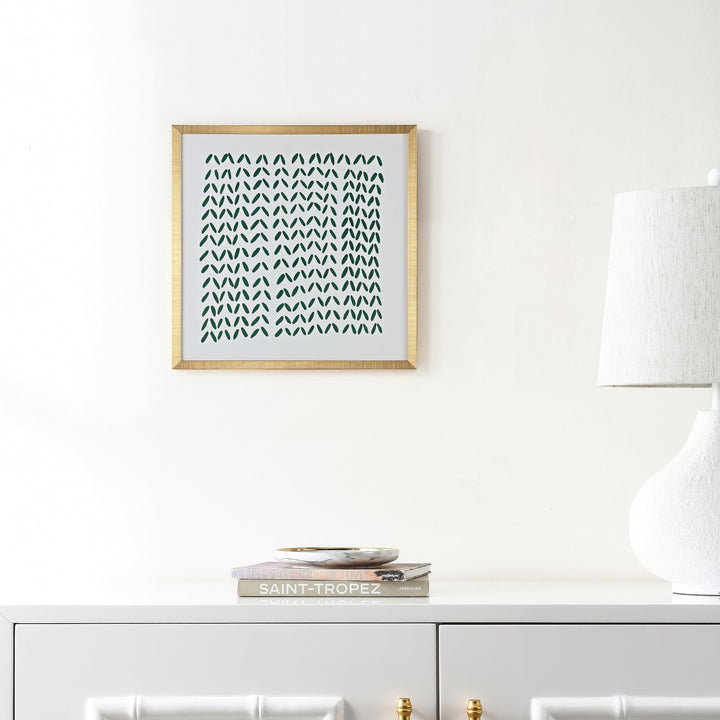 SAFAVIEH Home Collection Quiet Applause Green/Ivory 16-inch Square Mid-Century Modern Minimalist Framed Wall Art for Bedroom, Living Room, Foyer, Dining Area, Entryway