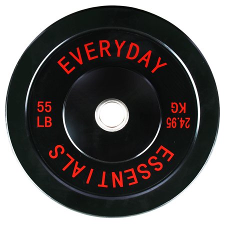 BalanceFrom Olympic Bumper Plate Weight Plate with Steel Hub  Black  55 Lbs Single Retail $59.99