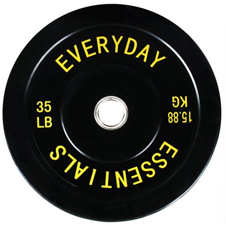 BalanceFrom Olympic Bumper Plate Weight Plate with Steel Hub  Black  35lbs  Single Retail $44.49