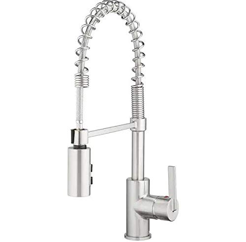 Project Source Brushed Nickel 1-Handle Deck Mount Pull-Down Handle/Lever Kitchen Faucet (Deck Plate Included) Retail $119.00