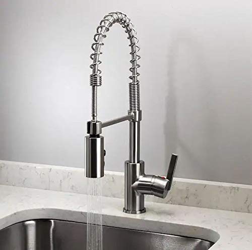 Project Source Brushed Nickel 1-Handle Deck Mount Pull-Down Handle/Lever Kitchen Faucet (Deck Plate Included) Retail $119.00
