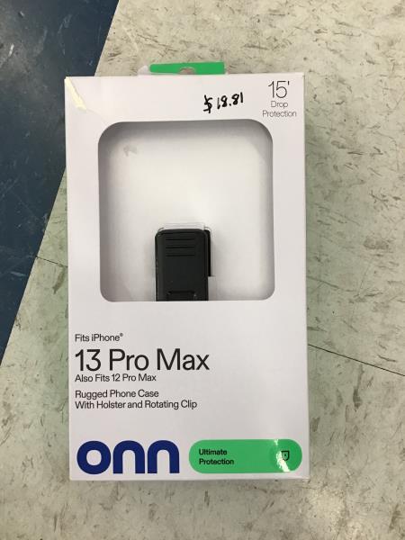 onn. 13 Pro Max Rugged Phone Case - Holster, Rotating Clip Retail $19.00