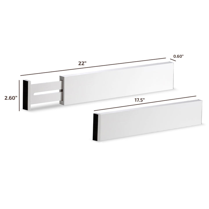 Adjustable Bamboo Drawer Divider Organizers - 6 Pack Large Expandable Drawer Organization Separators for Kitchen Utensils, Dresser, Bedroom, Bathroom, Baby Drawer, Office - 17.5â€ to 22" (White)