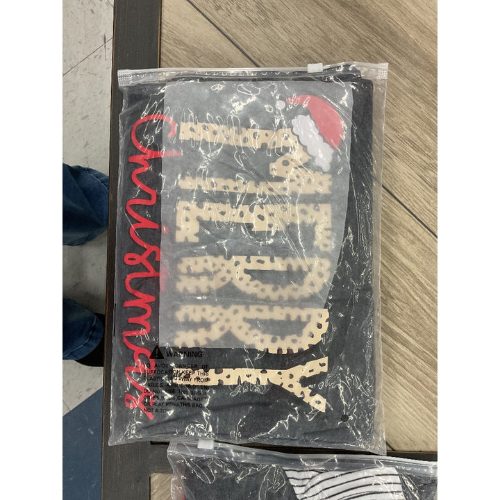 Merry Christmas Long Sleeve T-Shirt, Leopard Print, Santa Hat