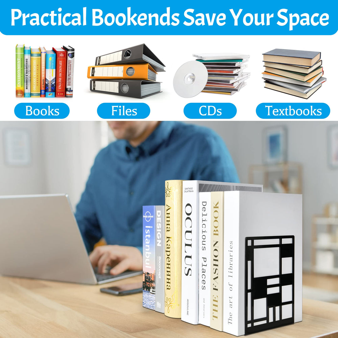 Bookends,Book Ends for Heavy Books,Book Holder,Metal BookEnd