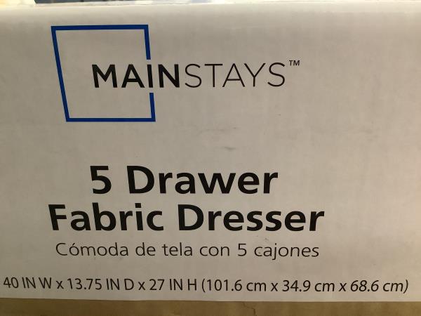 Mainstays 5 Drawer Fabric Dresser - Dark Gray Retail $64.88
