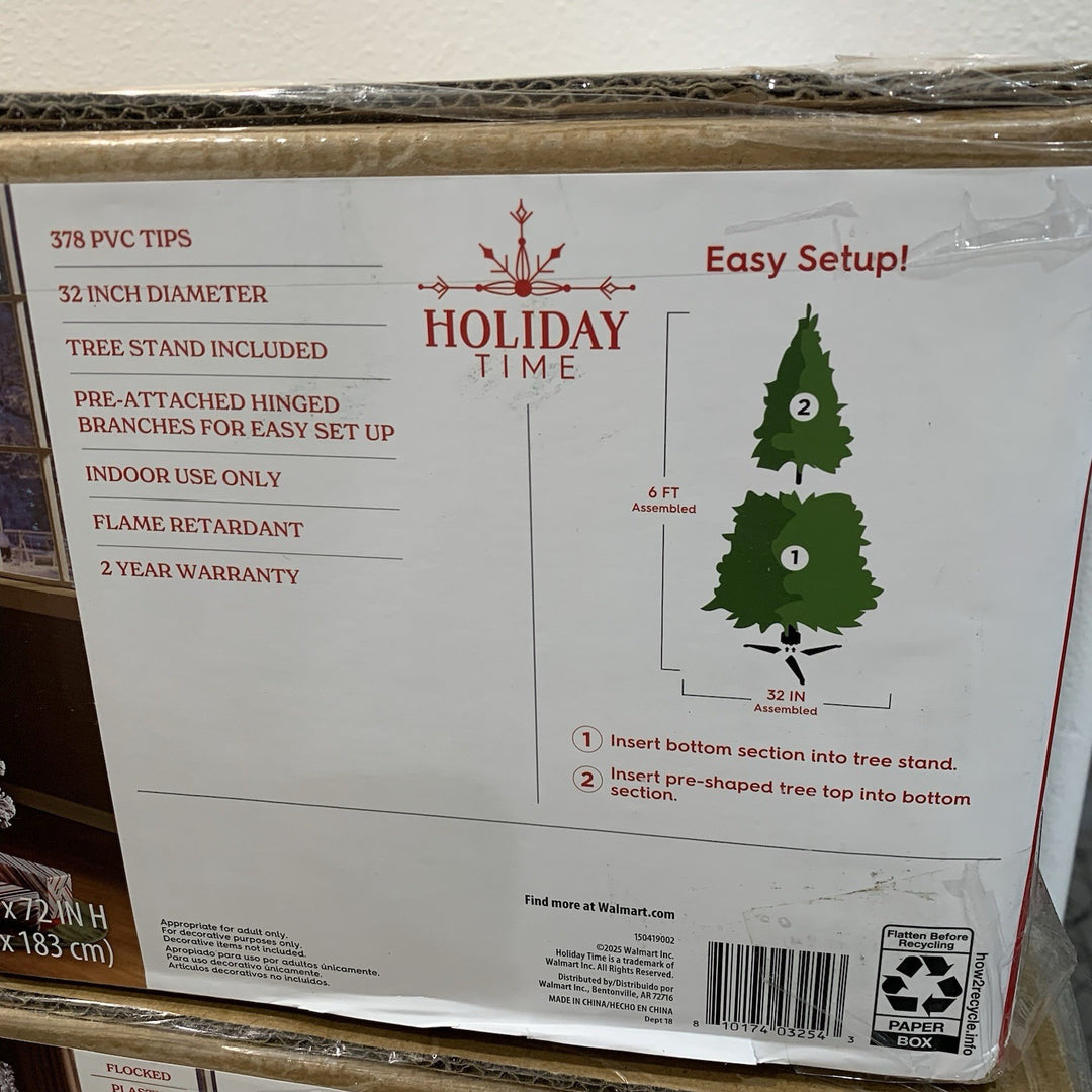 Holiday Time 6Ã¢â‚¬â„¢ Non-Lit Flocked Pine Tree Classic Style Christmas Tree