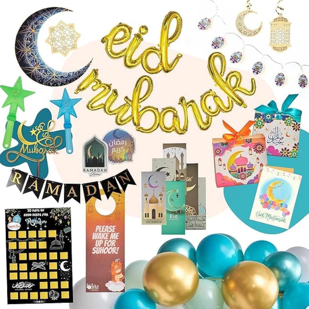 Eid Decorations JUMBO Set + Ramadan Decor and Activities, Eid Gifts for Kids, Teens and Families, Stickers, Lights, Balloons & More! ???? ??? ?????? Retail $49.00
