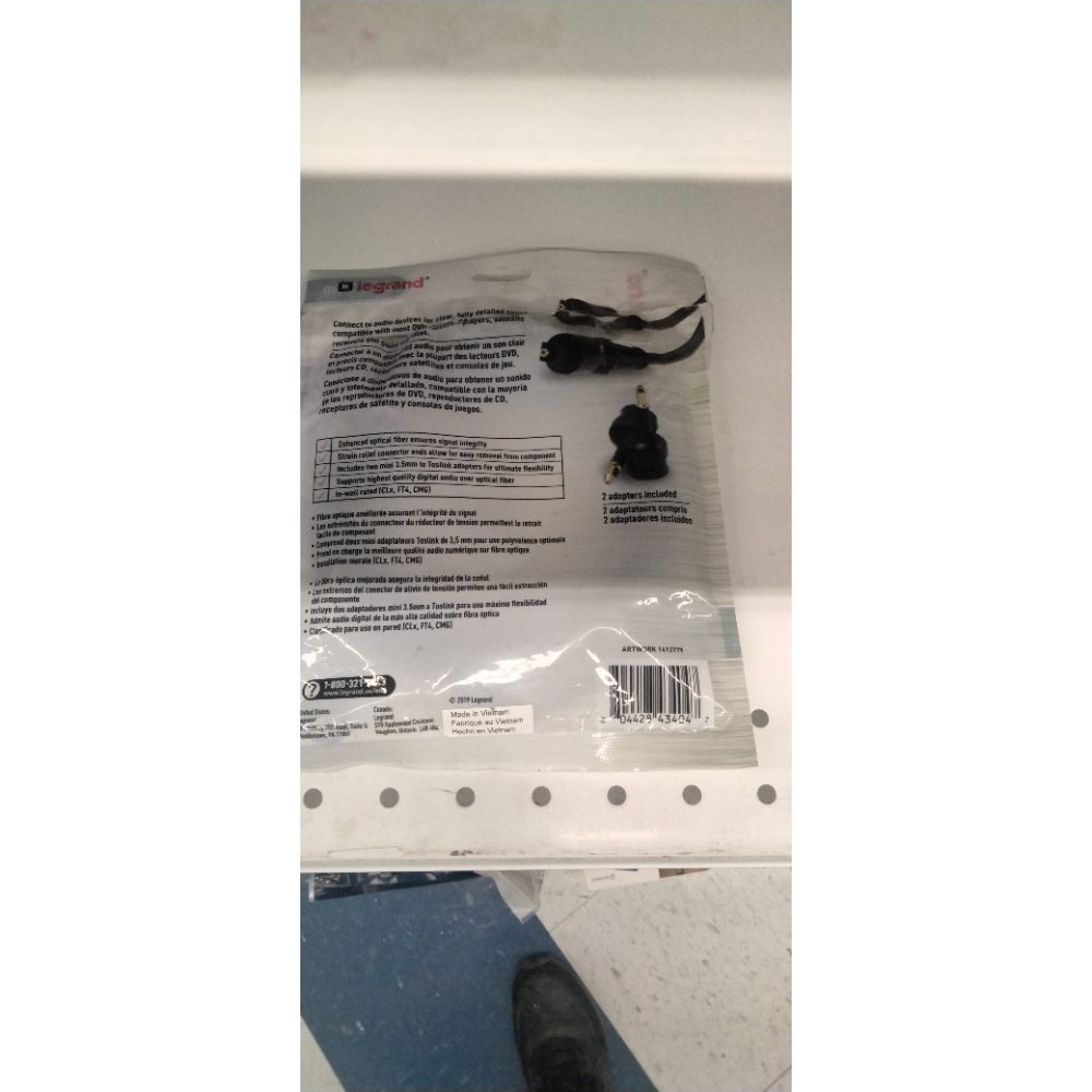 Legrand - 6 Ft. Black Digital Audio Cable with 2 Mini Adapters AC2406-BK-V1 -NEW