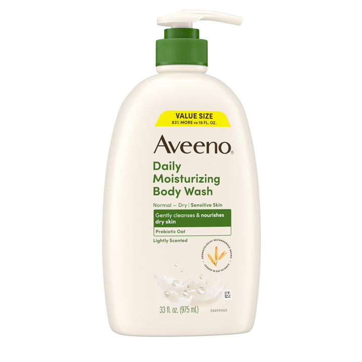 Aveeno Daily Moisturizing Body Wash for Women and Men for Dry & Sensitive Skin, Paraben, Soap & Dye-Free, Gentle Shower Cleanser, Dermatologist Recommended Brand, Lightly Scented, 33 Fl Oz Retail $8.00