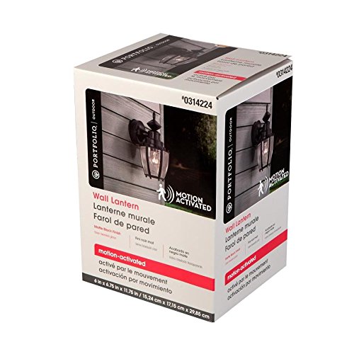 Portfolio 11.75-in H Black Motion Activated Outdoor Wall Light Retail $45.50