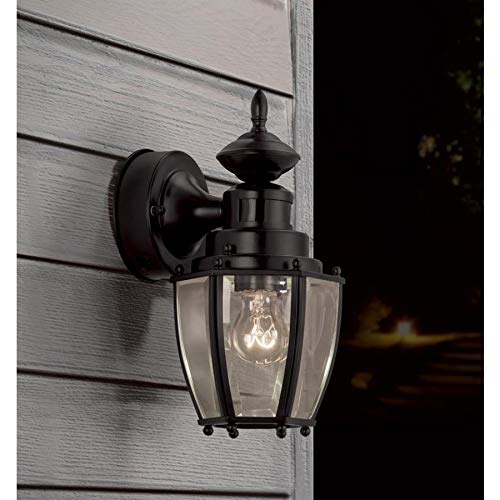 Portfolio 11.75-in H Black Motion Activated Outdoor Wall Light