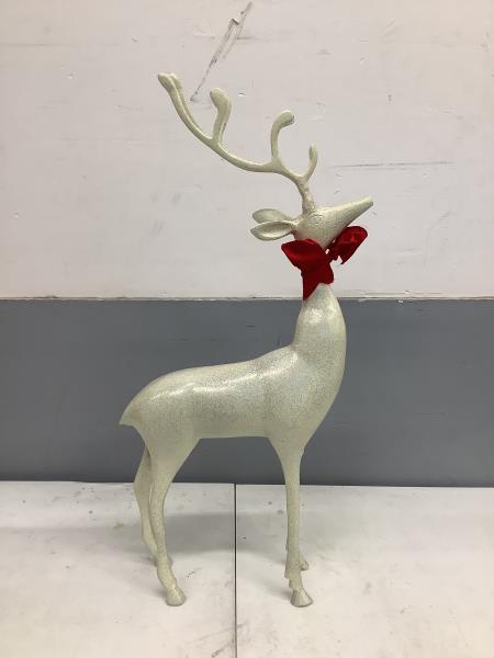 Glitter Reindeer with Red Bow - White Retail $35.00