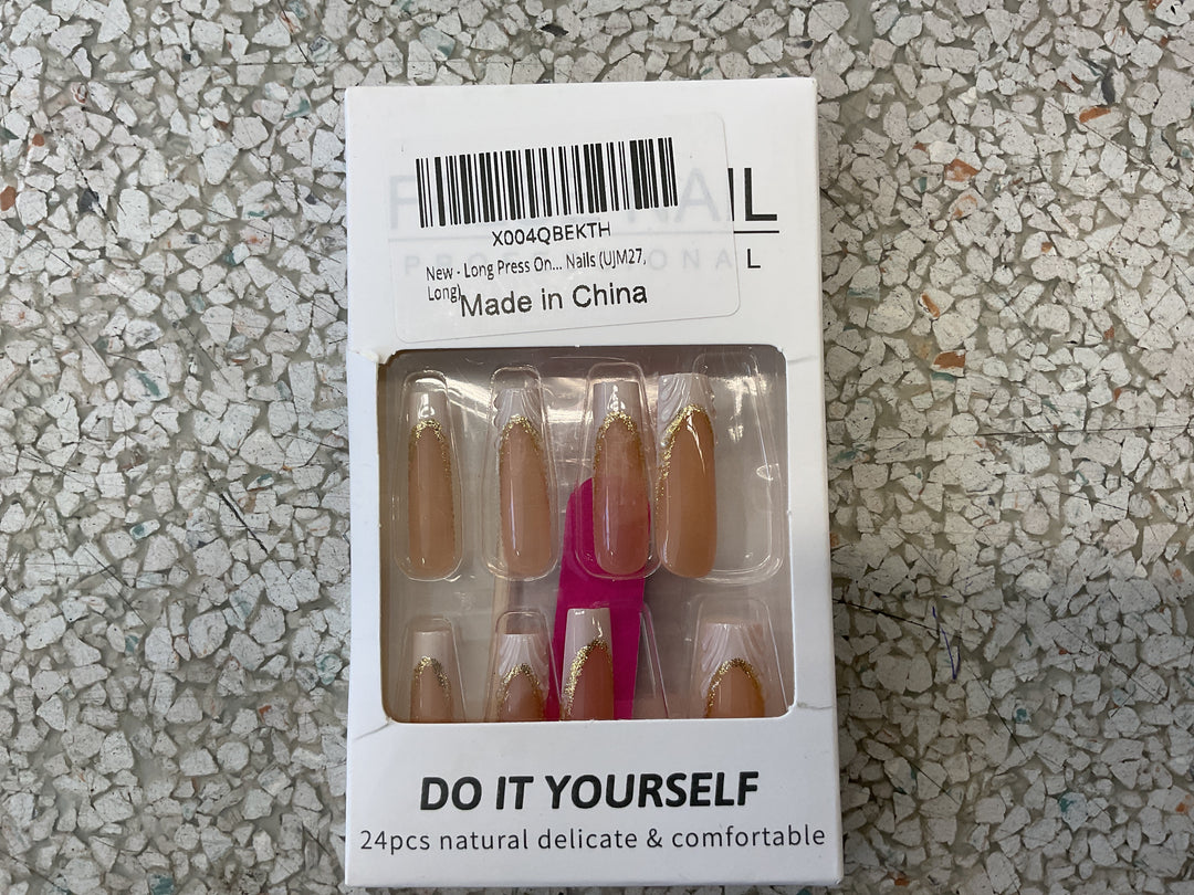 24Pcs Red French Tip Press on Nails Medium Almond Acrylic False Nails