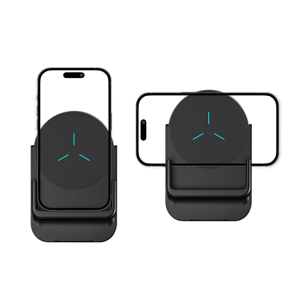 Wireless Charging Pad,Qi-Certified 15W Max Fast Wireless Charger (No AC Adapter) (Black+Holder)