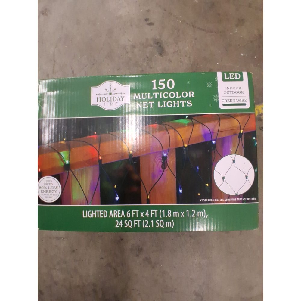 Holiday Time 150 LED Multicolor Net Lights - Indoor/Outdoor, Green Wire Retail $20.00