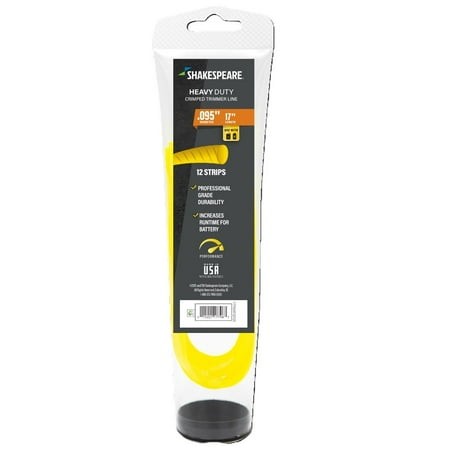 SHAKESPEARE 0.095  X 17  Heavy Duty Trimmer Line Strips - Yellow  Round-Shaped (12 Count)