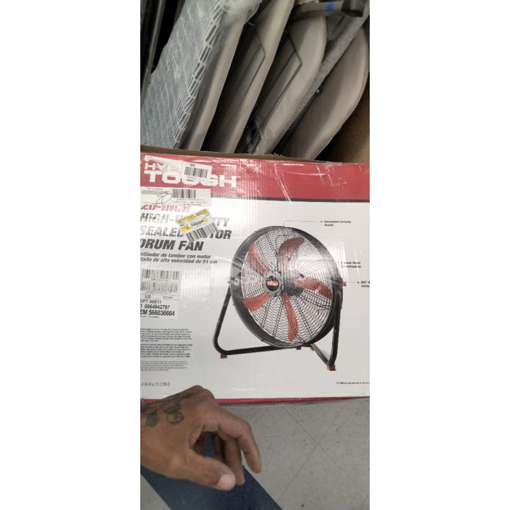 Hyper Tough New 20 Inch High Velocity Sealed Motor Drum Fan with Wall Mount