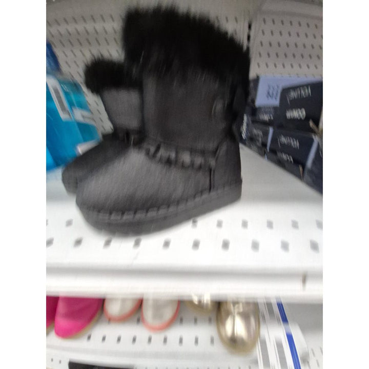 Kids Winter Boots - Fur Trim, Black