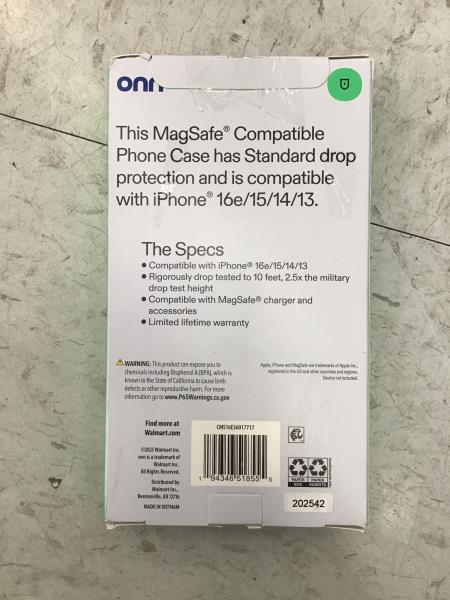 onn. 16e/15 MagSafe Compatible Phone Case - Standard Drop Protection Retail $11.00