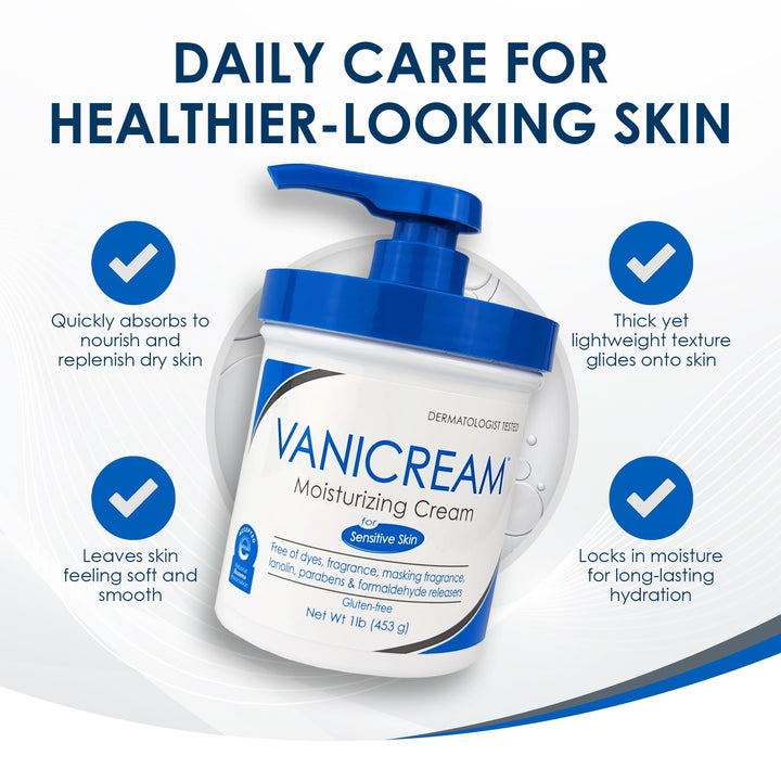Vanicream Moisturizing Skin Cream with Pump Dispenser - 16 fl oz (1 lb) - Moisturizer Formulated Without Common Irritants for Those with Sensitive Skin