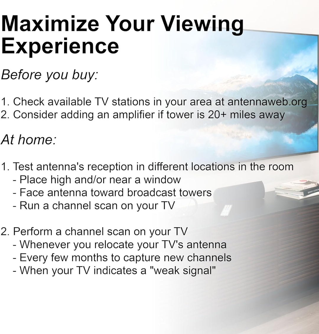 GE Hover Amplified HD Digital TV Antenna, Long Range Smart TV Antenna, Easy Mount on Top Design, Supports 4K 1080P HDTV VHF UHF, Indoor Amplified Signal Booster, 5ft Coax HDTV Cable/AC Adapter, 37075