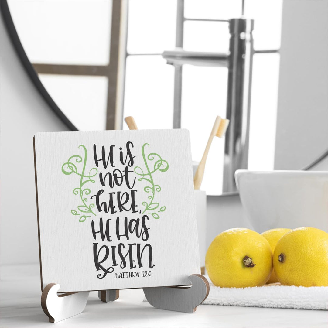 Bible Verse Table Desk Decor Inspirational Rustic Christian Wood Sign Plaque with Wooden Stand, Motivational Religious Positive Vintage Decor for Tabletop Desktop Shelf Shelves Countertop Classroom