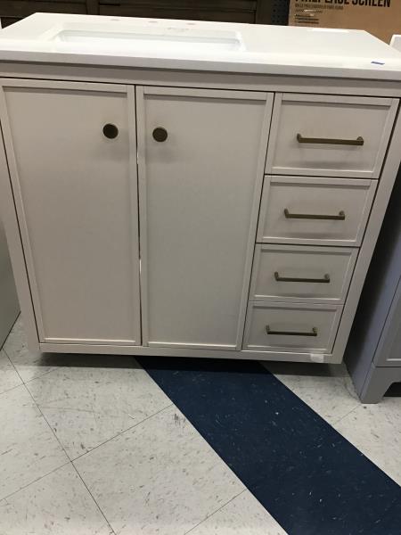 Whalen Furniture LWS36GGV Vanity - White, Sink, Cabinet, Drawers Retail $450.00