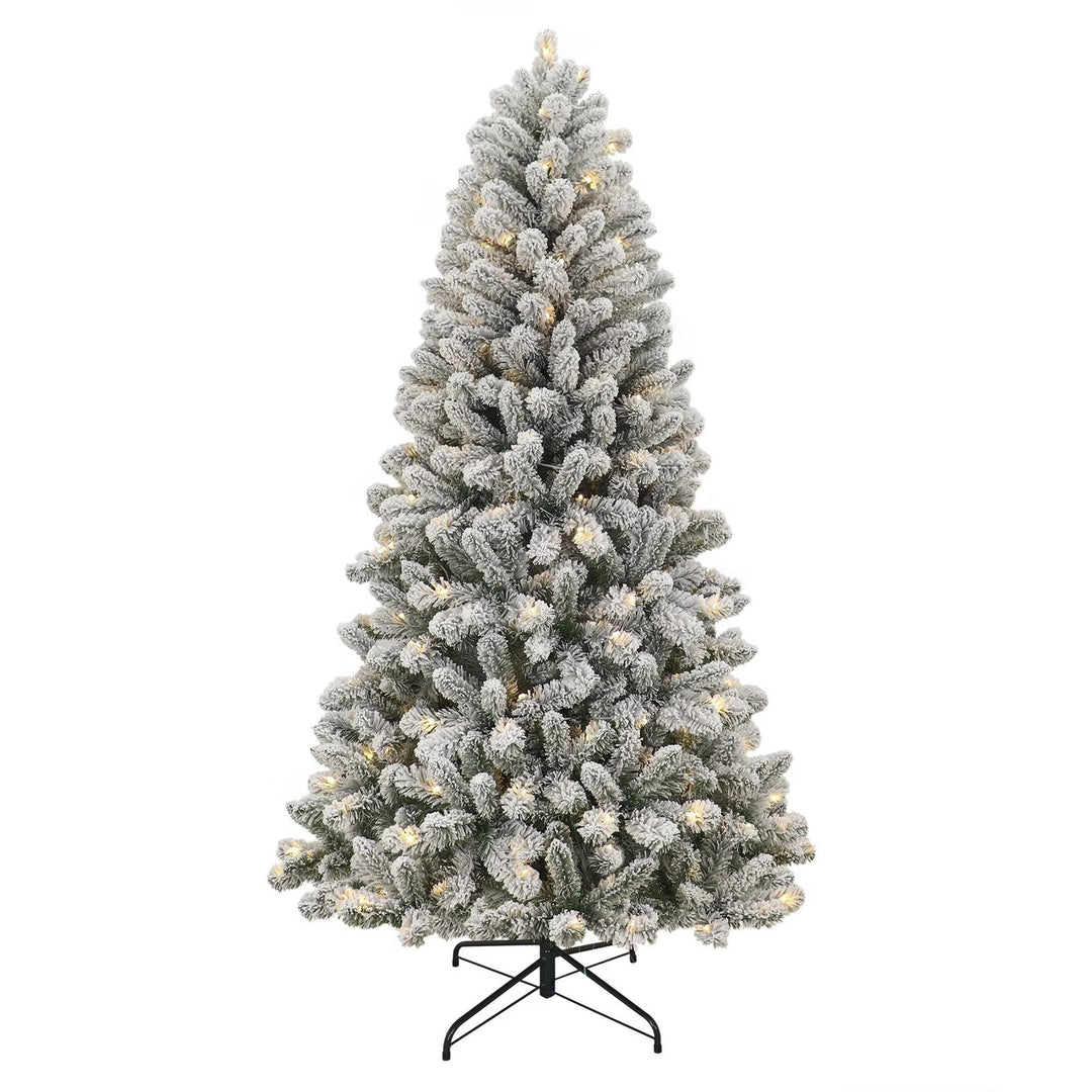 Holiday Time 6.5' Pre-Lit Green Flocked Frisco Pine Artificial Christmas Tree Retail $125.00