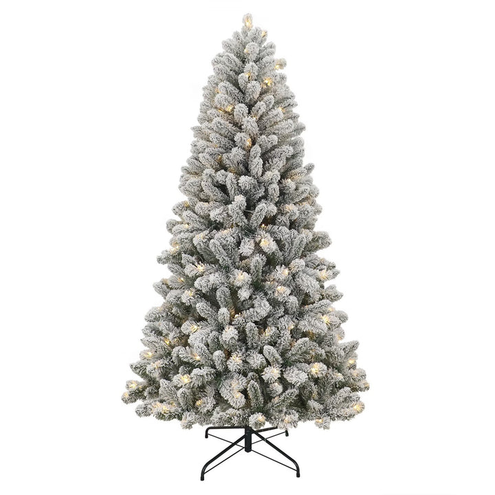 Holiday Time 6.5' Pre-Lit Green Flocked Frisco Pine Artificial Christmas Tree Retail $125.00