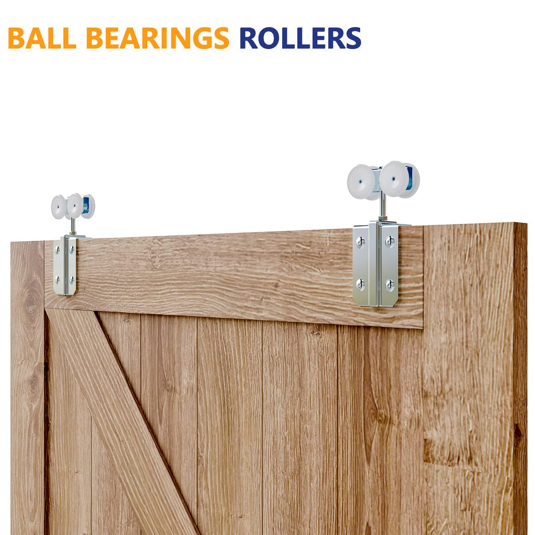 SMARTSMITH Galvanized Steel Barn Box Rail Black Hanger 2 Pack, Heavy Duty Smooth Ball Bearings Indside,Carbon steel Barn Door Rollers